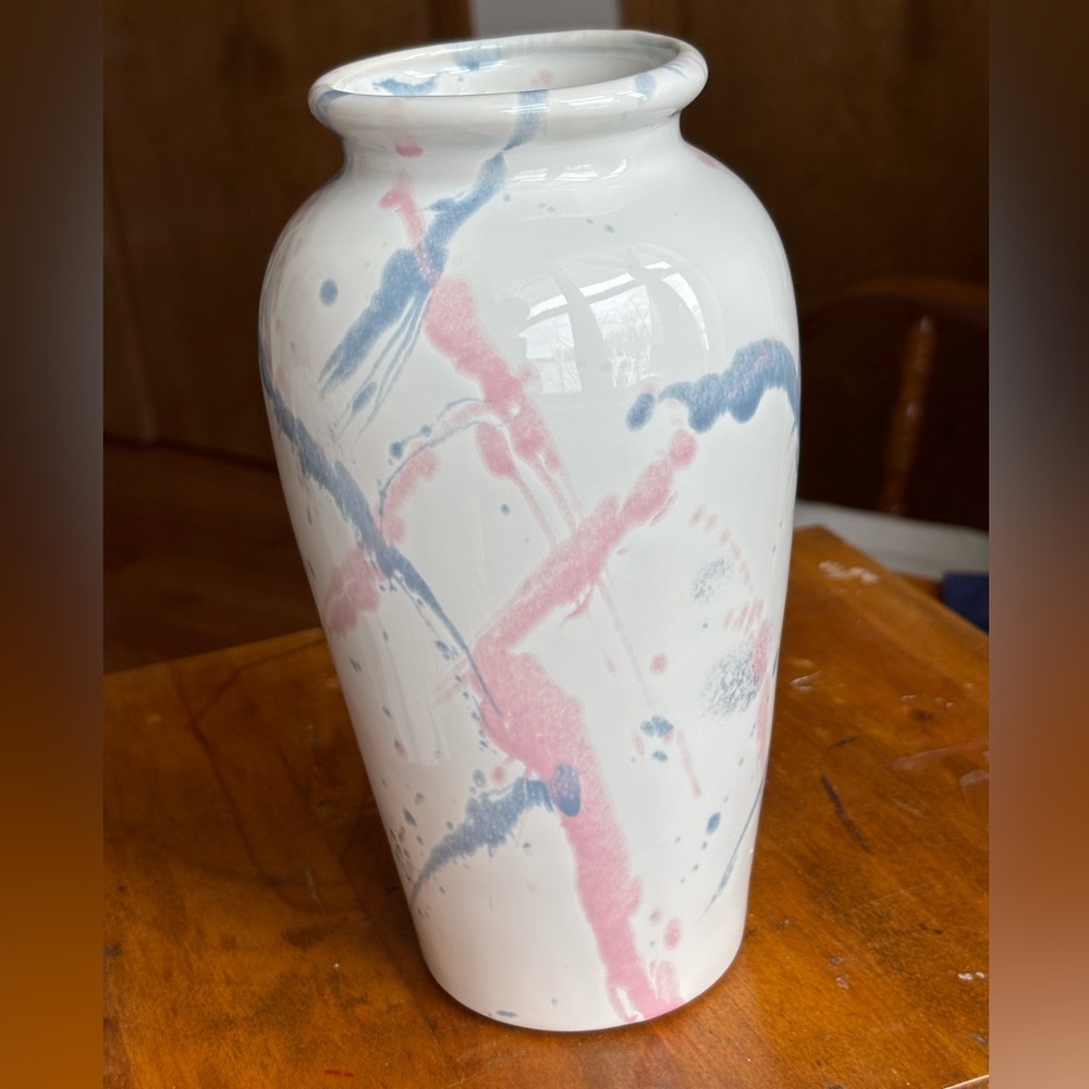 Vintage 1980s Style Splatter Paint Ceramic Vase